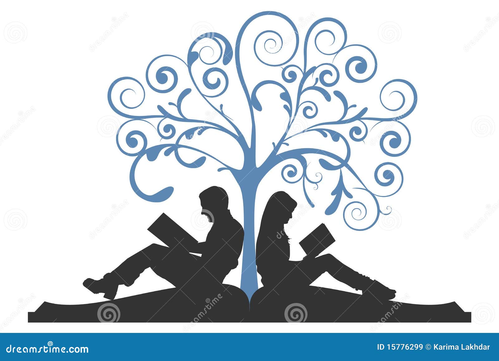 Couple Reading Under Tree stock vector. Image of icon - 15776299