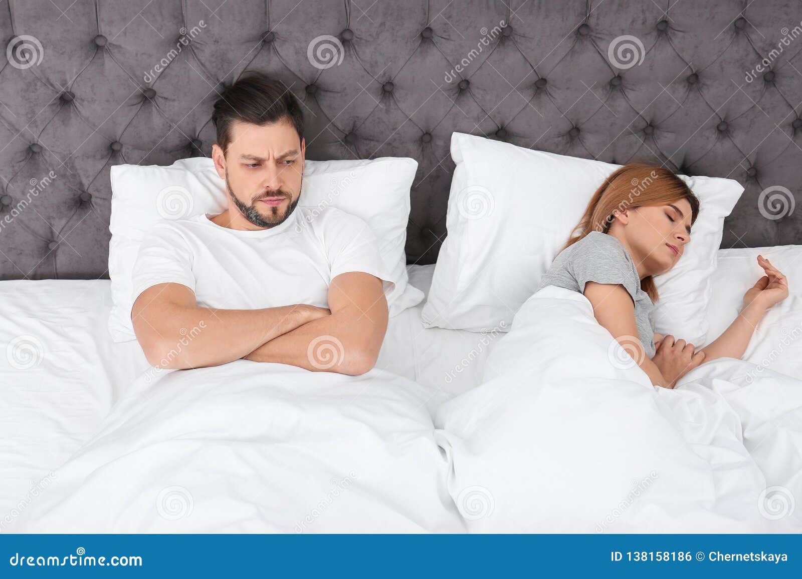 Couple With Relationship Problems In Bed Stock Pho