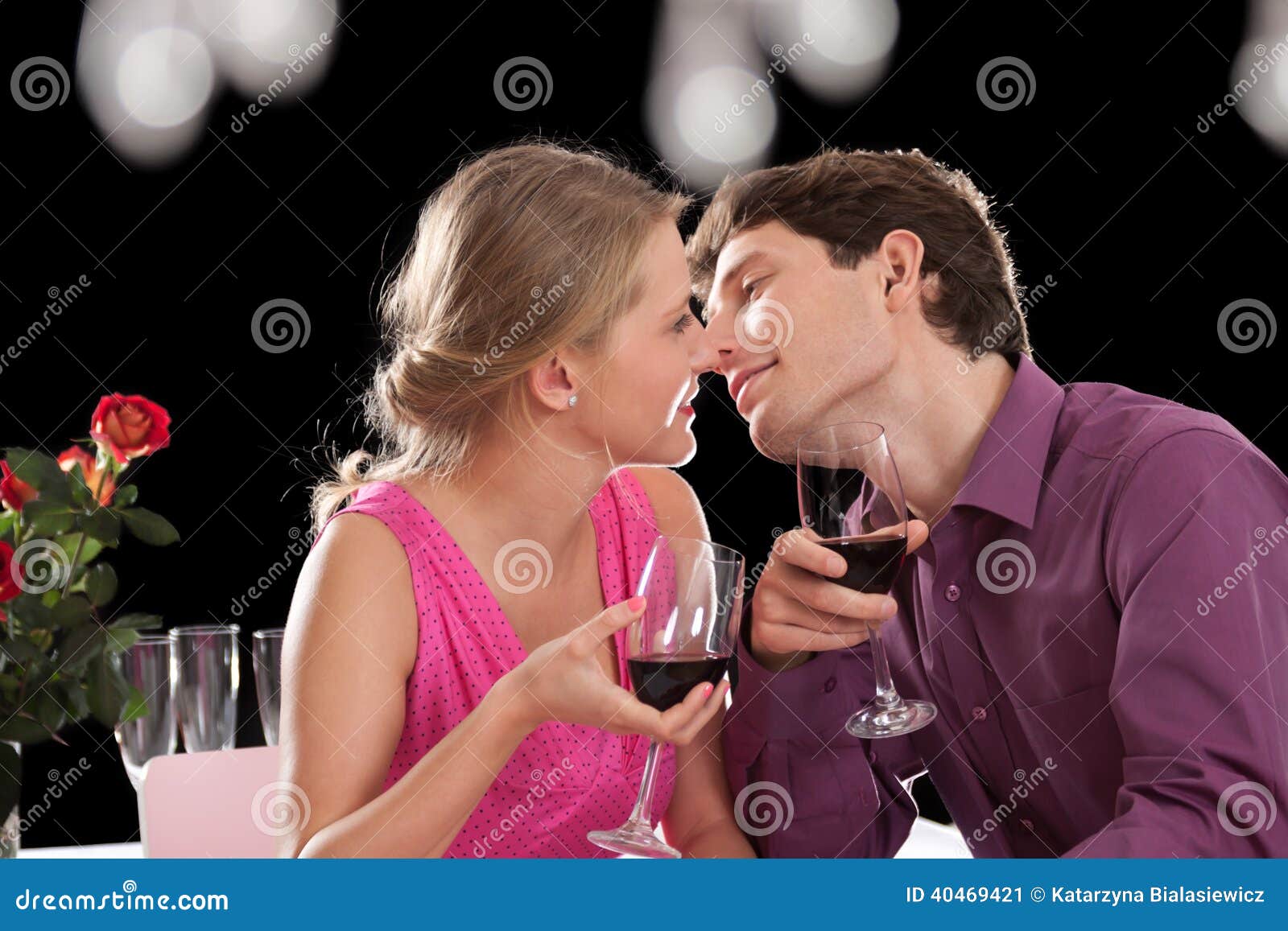 Couple During Romantic Dinner Stock Image - Image of drink, couple