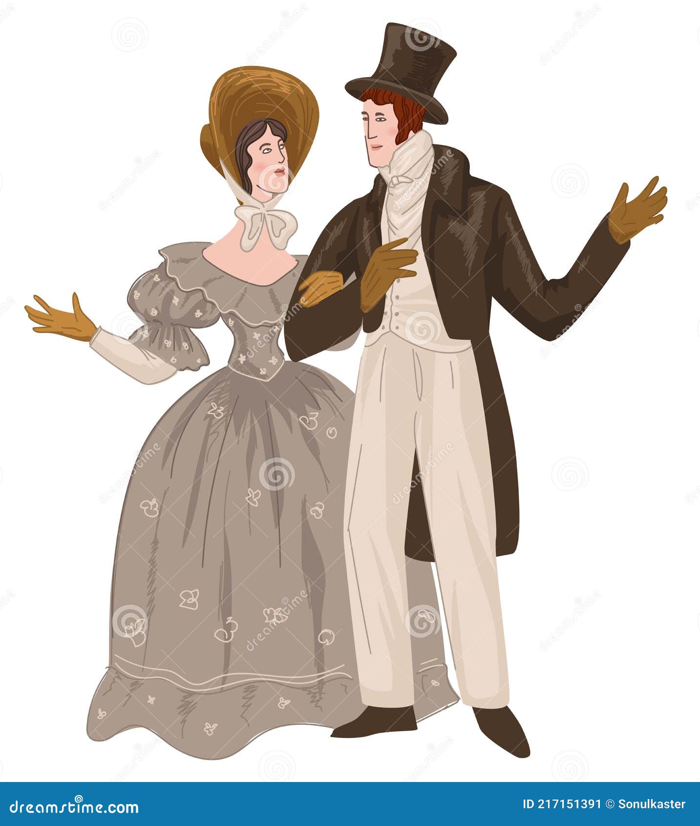 couple of romanticism epoch, vintage man and woman