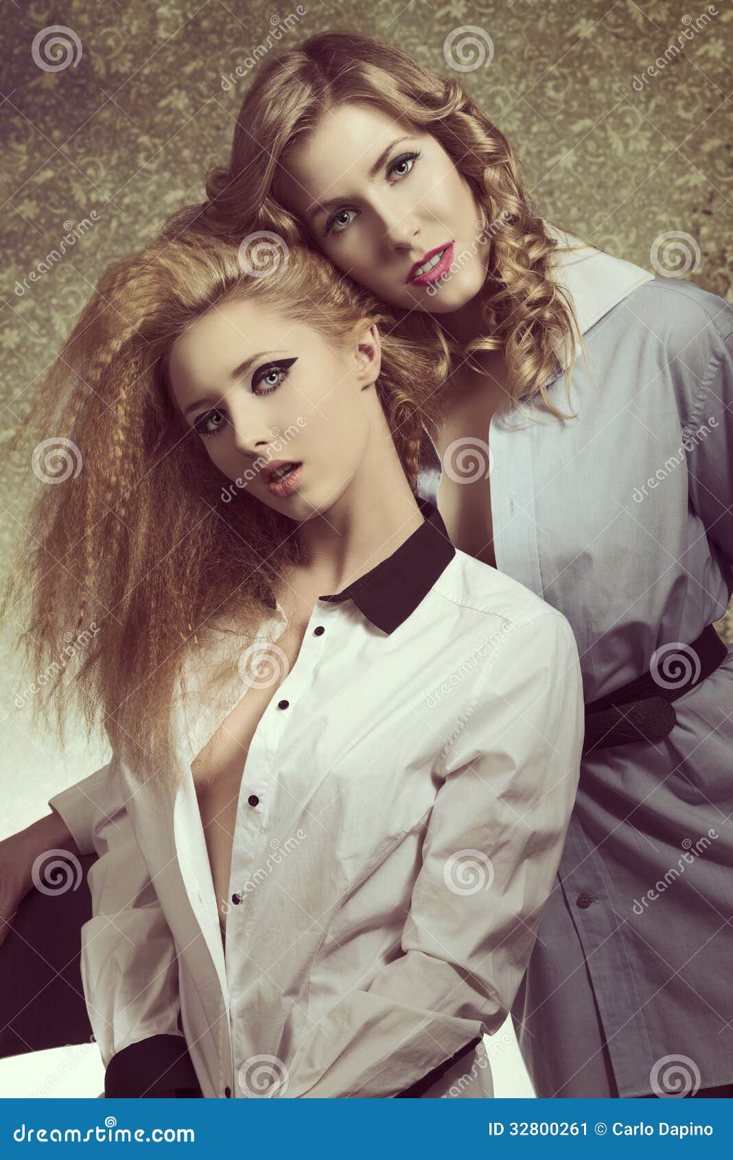 Couple Models In Vintage Color Stock Image Image Of