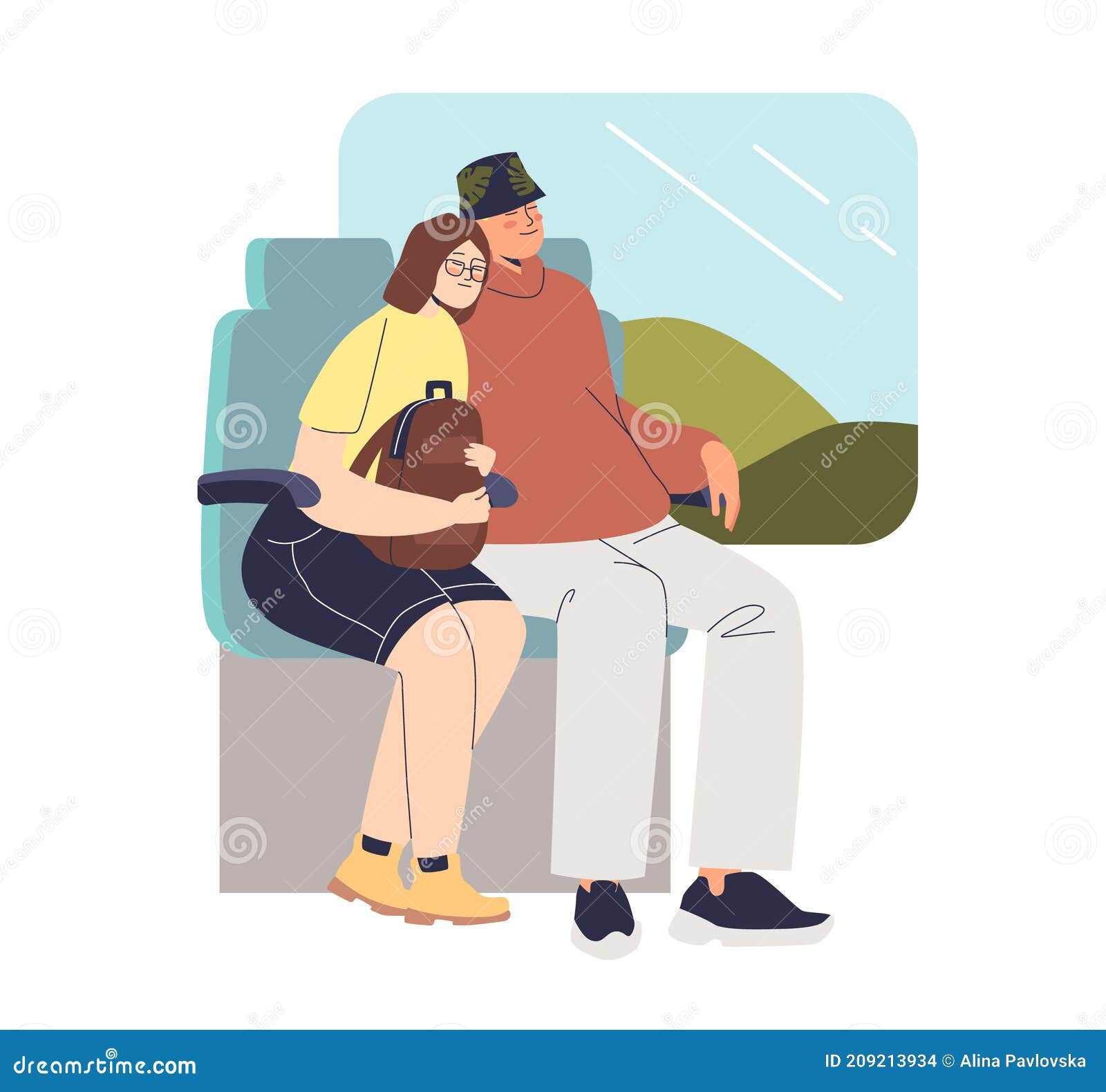 1600px x 1580px - Couple Sleeping while Travel by Train. Cartoon Man and Woman Dreaming  Sitting on Seats in Carriage Stock Vector - Illustration of passenger,  train: 209213934