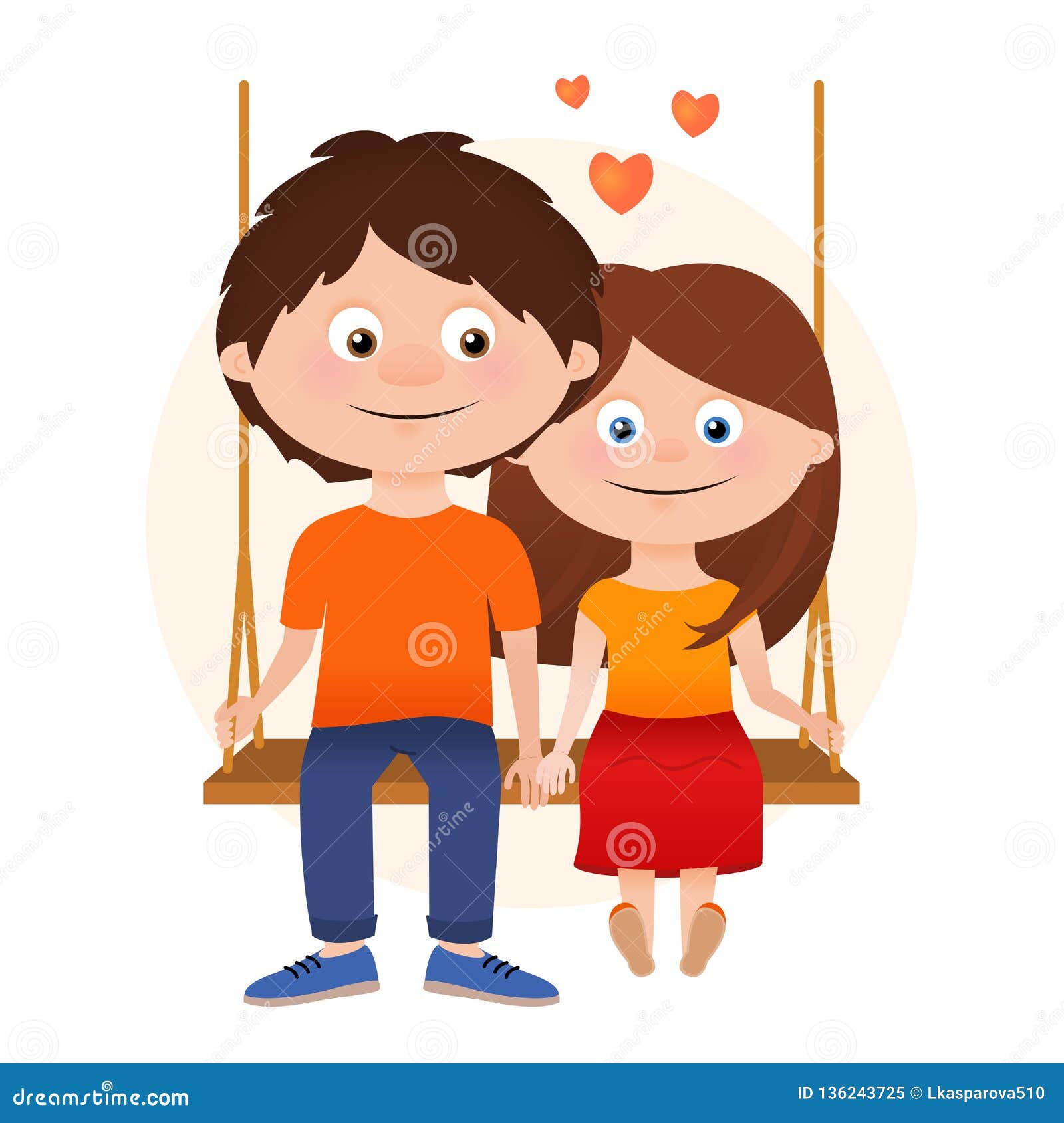 Couple on Swing, Valentine`s Day, Love Cartoon Vector Stock Vector -  Illustration of cartoon, couple: 136243725
