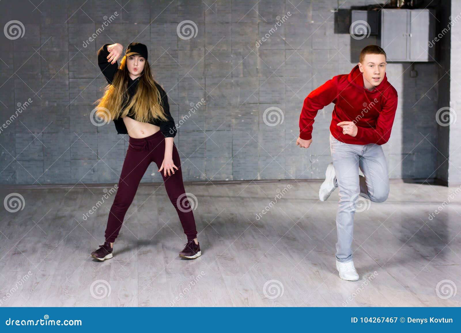 Couple of Talented Dancers Performing Hip-hop. Stock Image - Image of