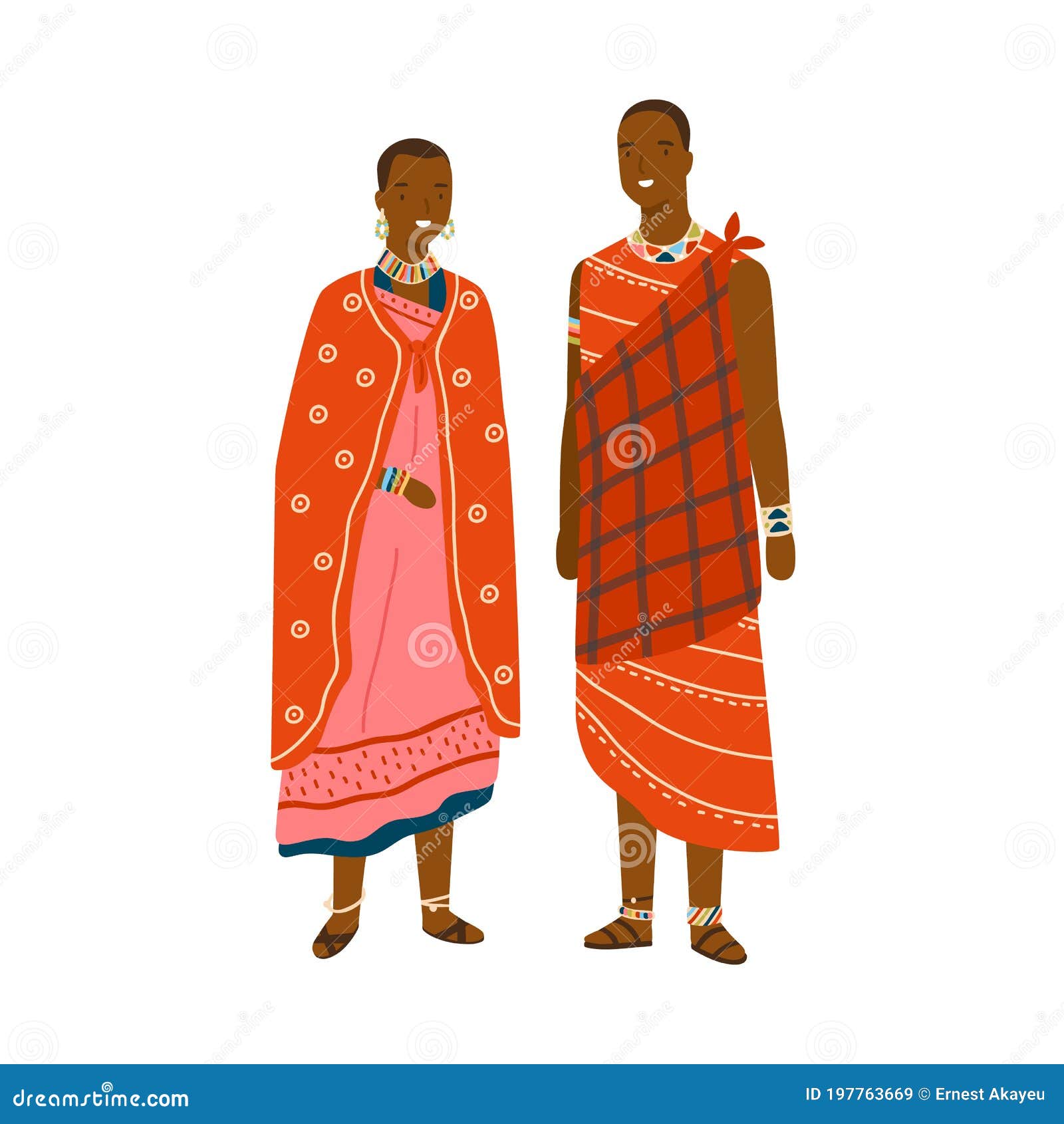 tiran Rijpen lijst Couple in Traditional Maasai Costume and Accessories Vector Flat  Illustration. Man and Woman in National Ethnic Clothing Stock Vector -  Illustration of african, native: 197763669