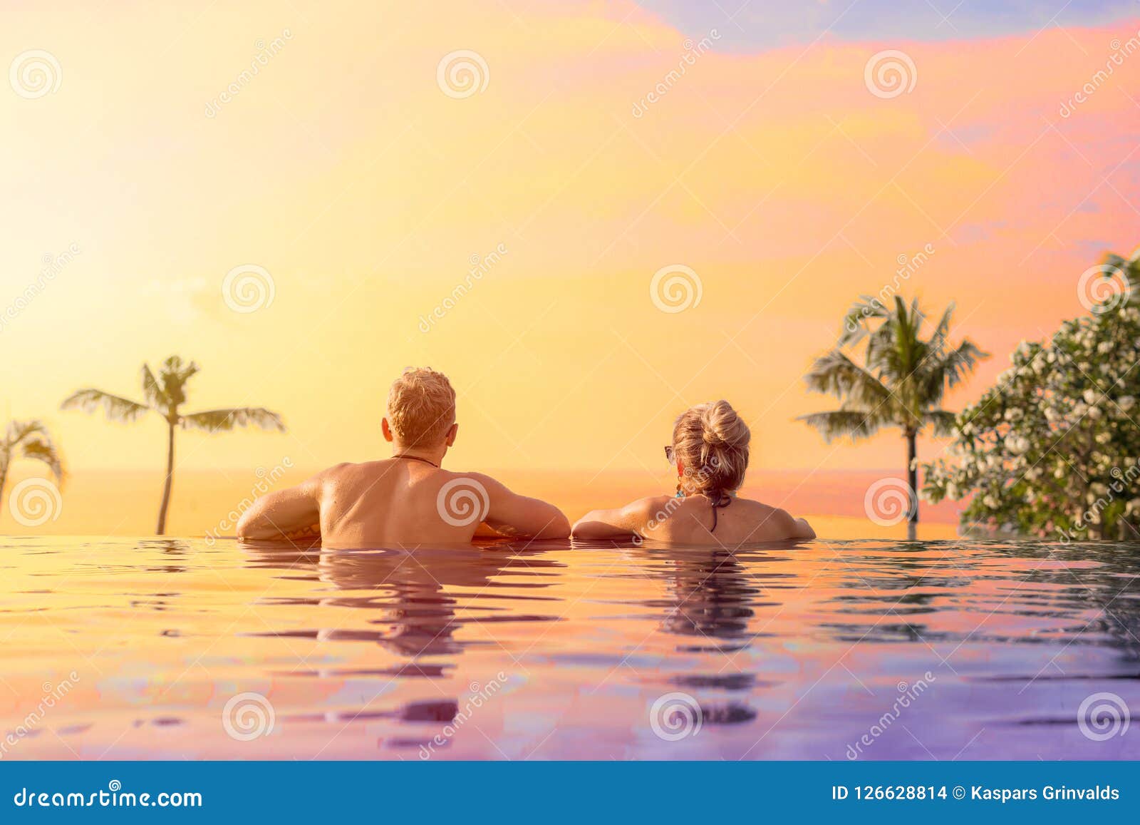 Couple on Vacation in Tropical Resort Stock Photo Image of relax, happy 126628814