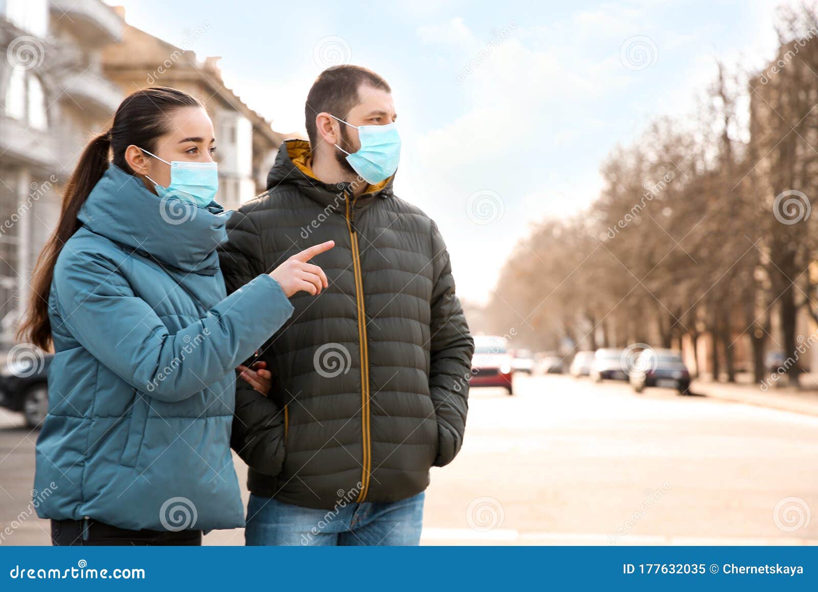 Couple Wearing Disposable Masks. Dangerous Virus Stock Image - Image of ...