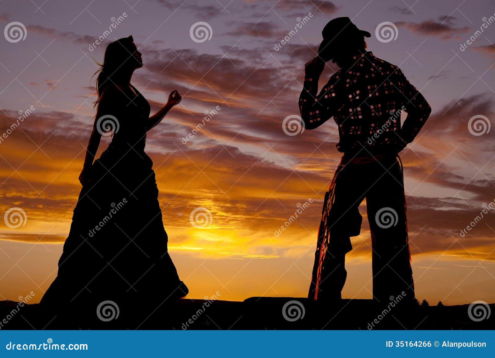 Couple Western Silhouette Royalty Free Stock Image - Image 