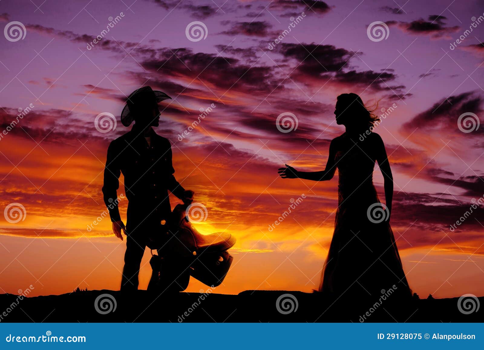 Couple western in sunset stock image. Image of lady, expression 29128075