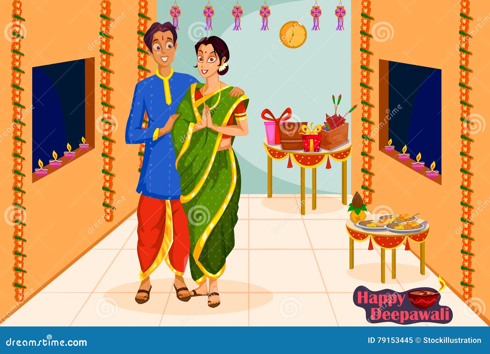 Couple Wishing Happy Diwali Festival of India Stock Vector - Illustration of gift, cultural: 79153445 Couple Wishing Happy Diwali Festival of India Stock Vector - Illustration of gift, cultural: 79153445