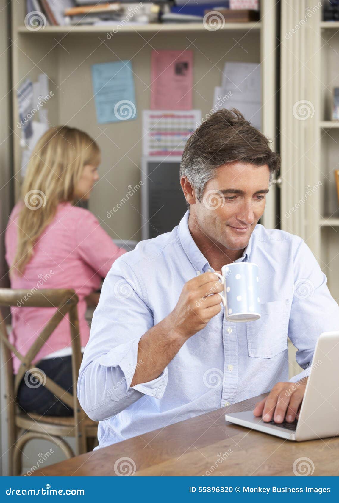 Couple Working in Home Office Together Stock Photo Image of together