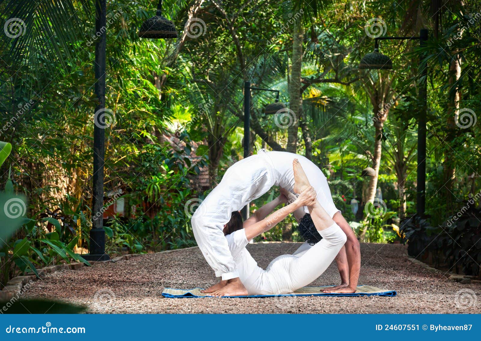 Couple yoga circle stock image. Image of couple, green - 24607551