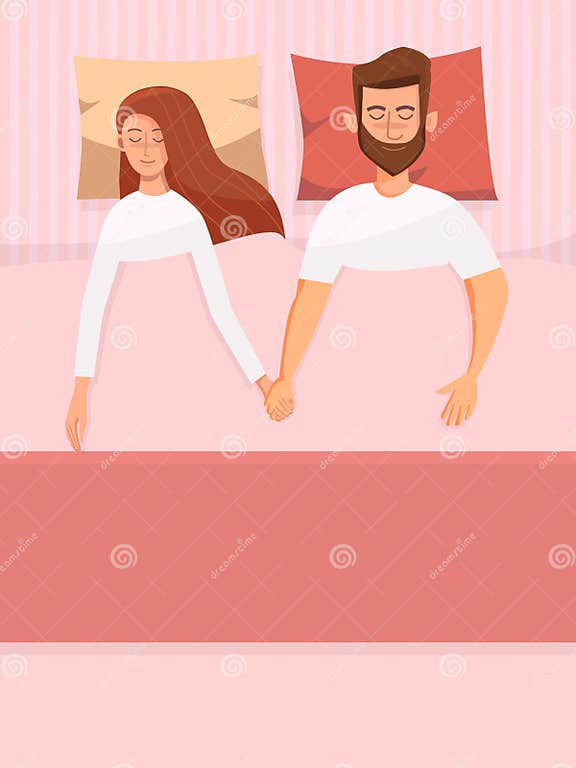 Couple Of Young People Man And Woman Sleeping In The Bed Stock Vector Illustration Of Bedtime