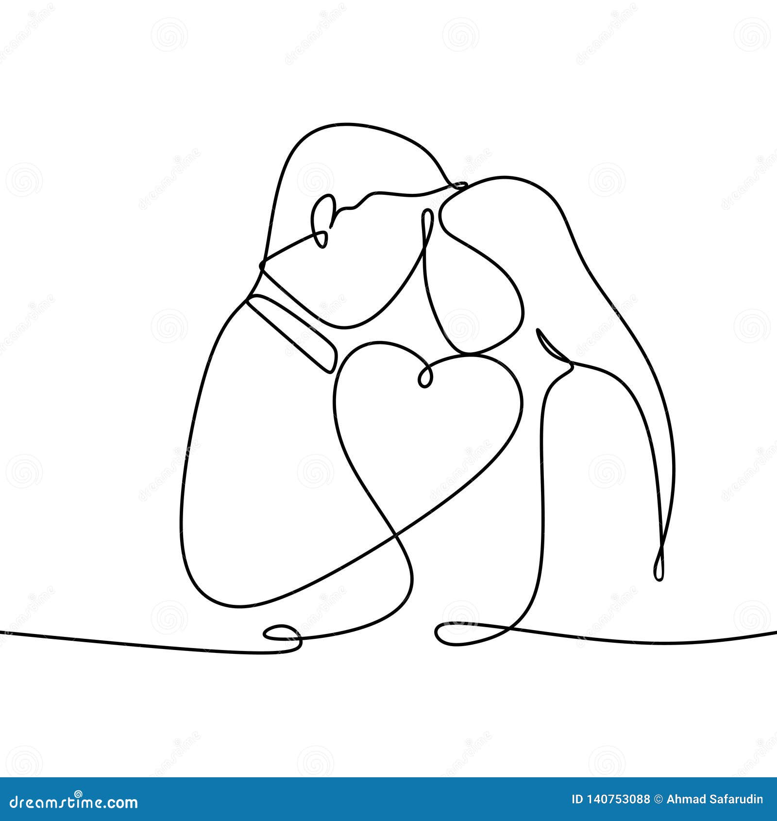 Couples Dans L Amour Avec Un Continu Illustration De Vecteur De Dessin Au Trait Illustration De Vecteur Illustration Du Main Homme