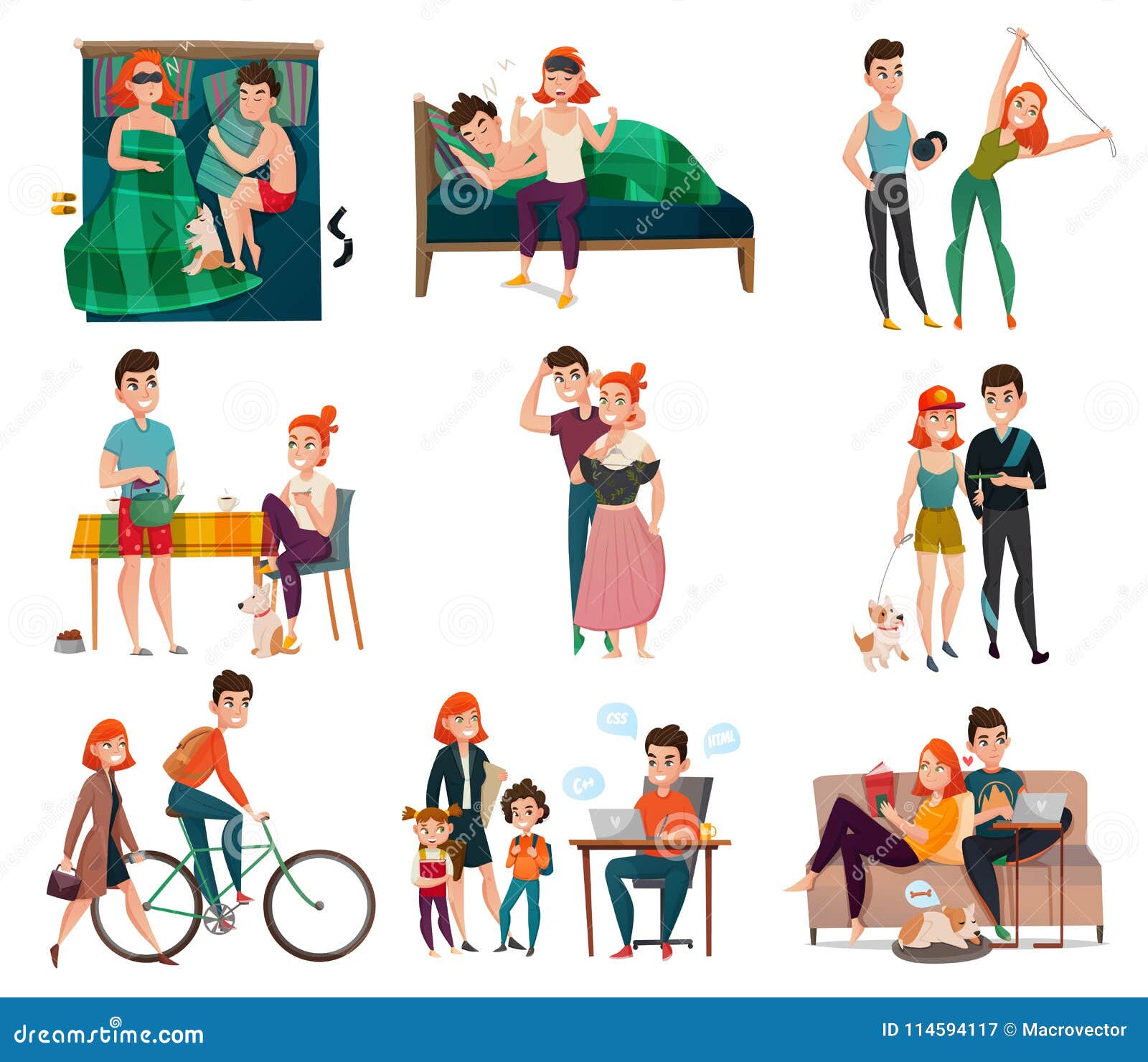 Couples Dans L Ensemble De Vie Quotidienne Illustration De Vecteur Illustration Du Concept Illustration