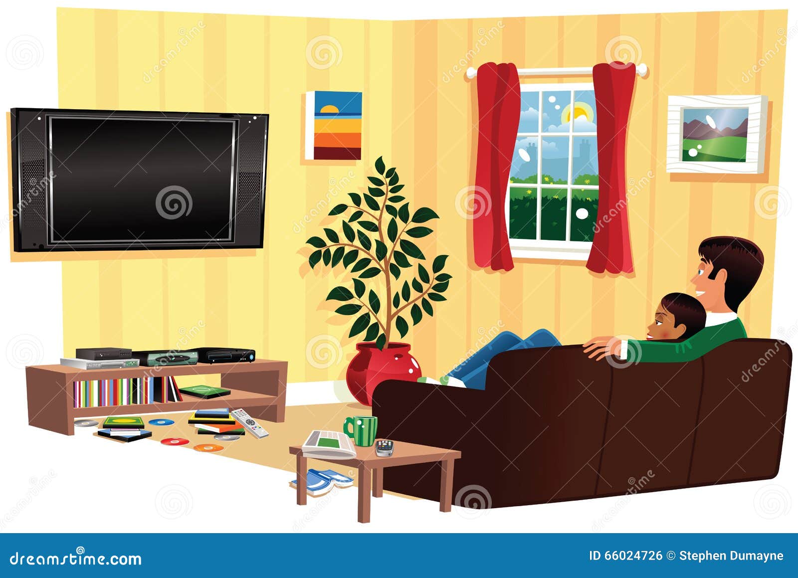 Couples Regardant La TV Dans Le Salon Illustration de Couples Regardant La TV Dans Le Salon Illustration de