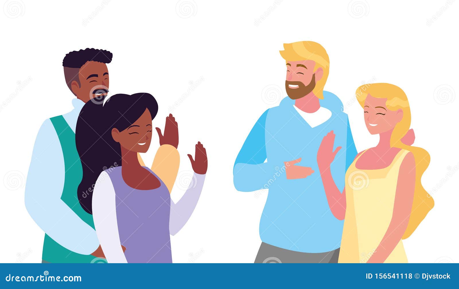 Couples Together Talking Characters Design Stock Illustration