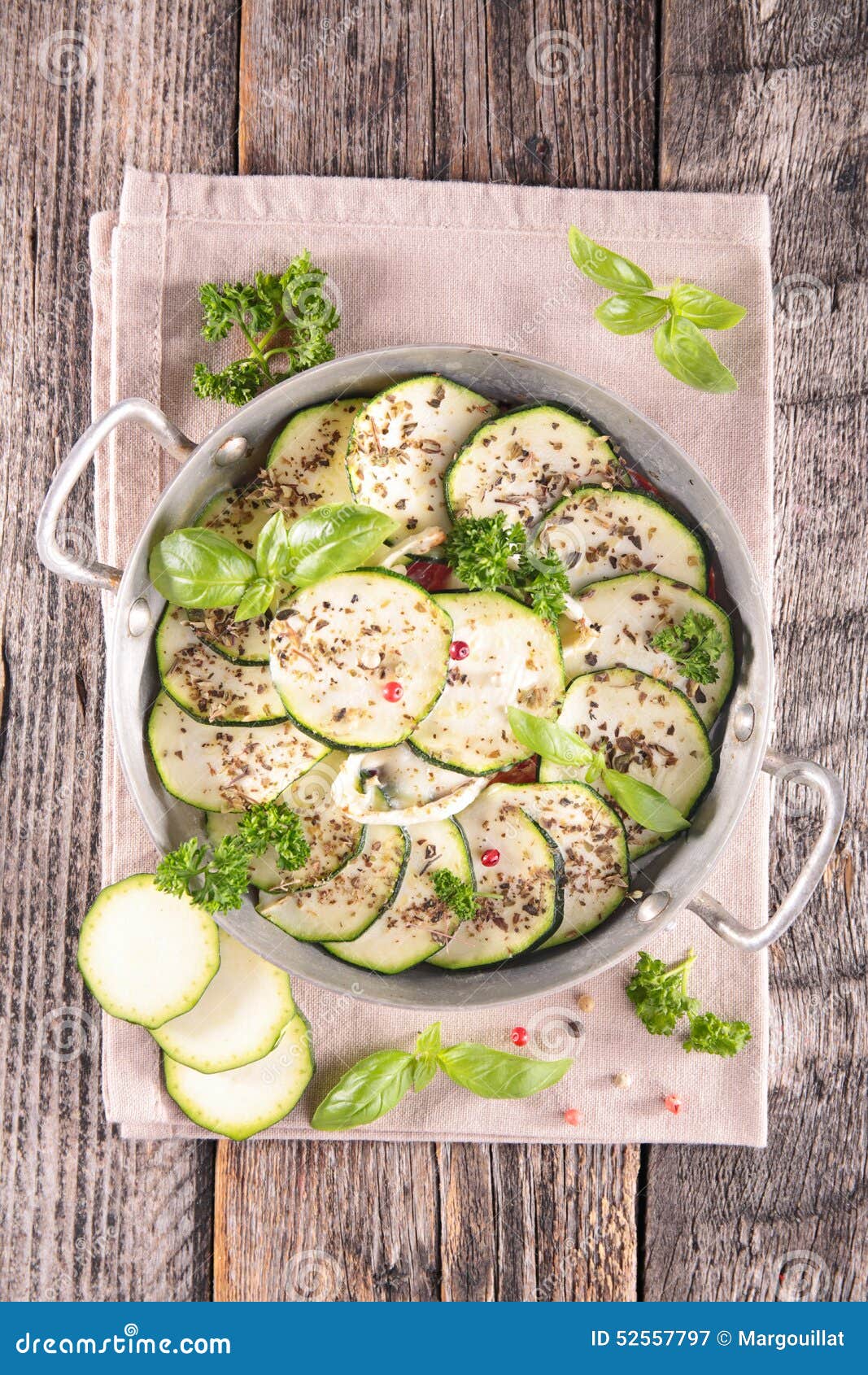 Courgette and herbs stock image. Image of slice, baked 52557797