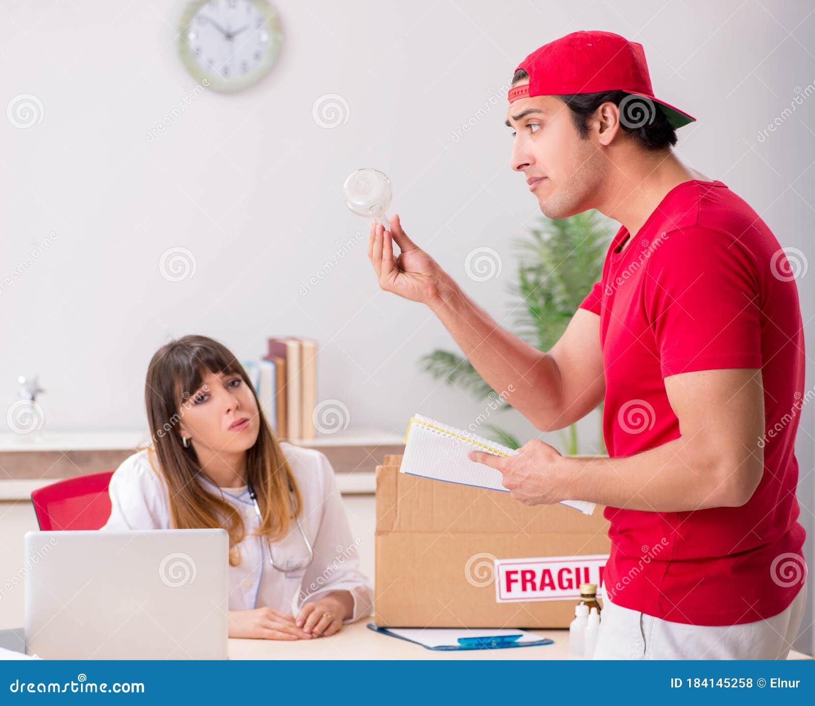 Courier Delivering Urgent Parcel To the Hospital Stock Photo Image of