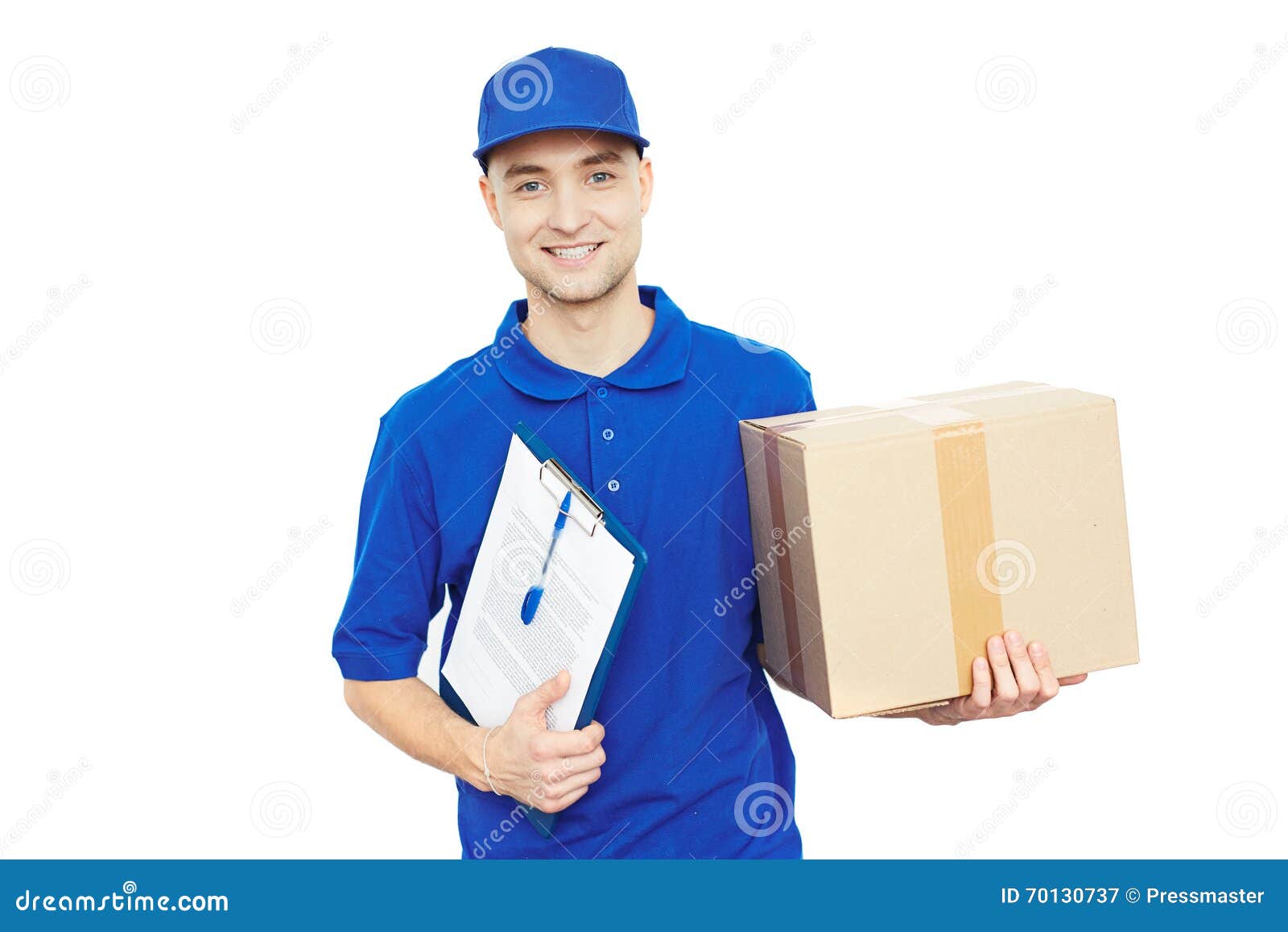 Courier at work stock image. Image of courier, cardboard 70130737
