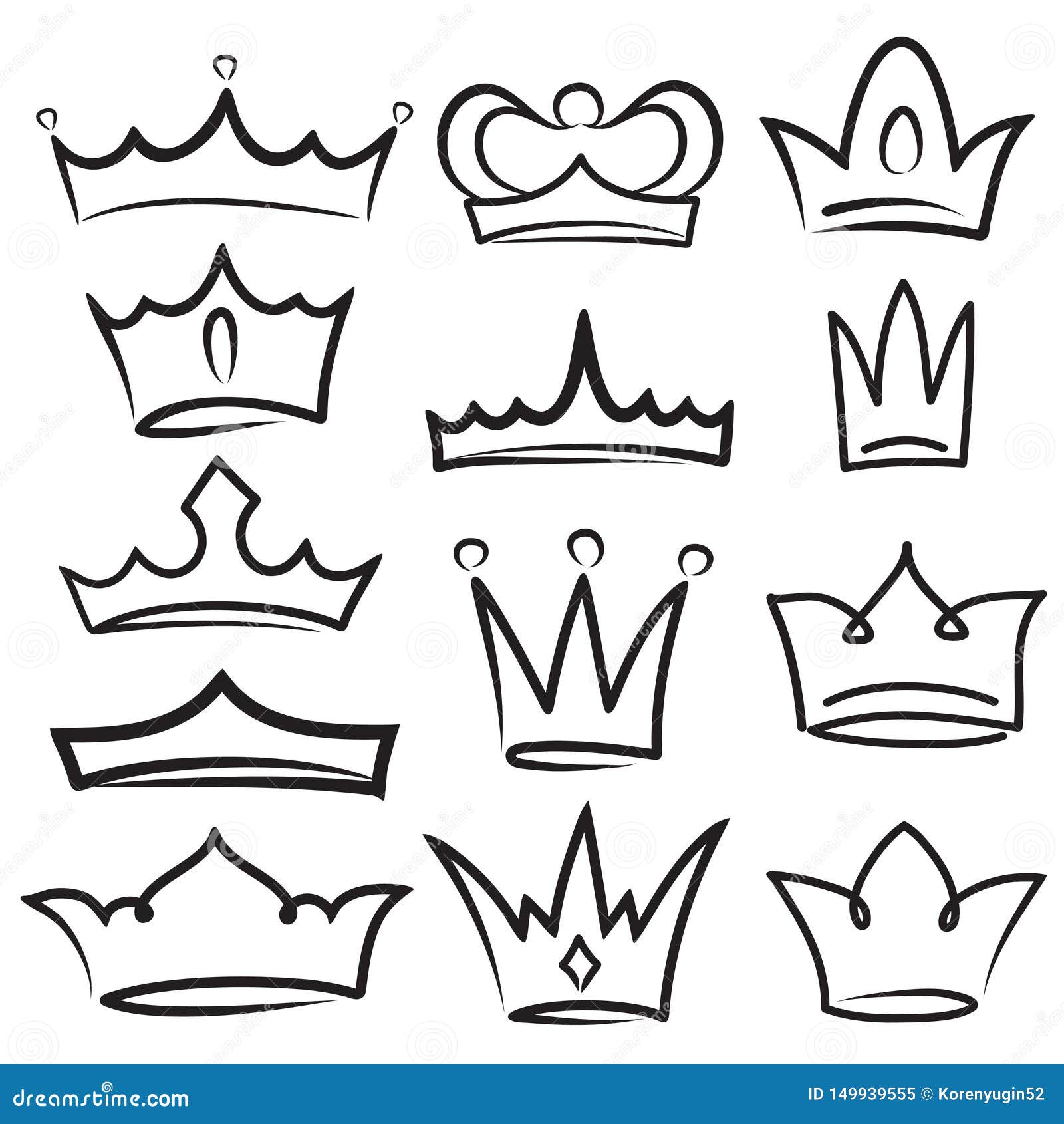 Sketch Crown Simple Graffiti Crowning Elegant Queen Or King Crowns Hand Drawn Royal Imperial Coronation Symbols Monarch Illustration De Vecteur Illustration Du Queen Royal 149939555
