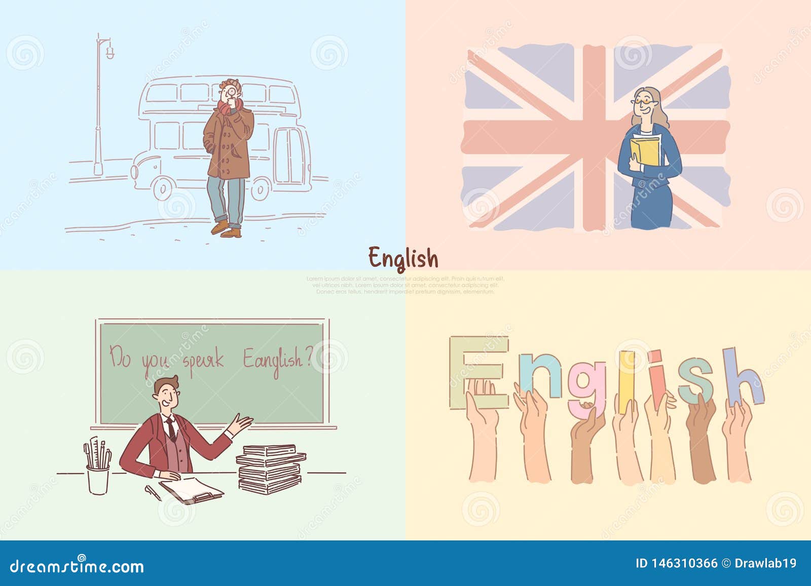 Cours D Anglais Visite Guidee De La Grande Bretagne Excursion Pour Des Enfants Banniere De Programme D Echange D Etudiants Illustration De Vecteur Illustration Du Programme Excursion 146310366