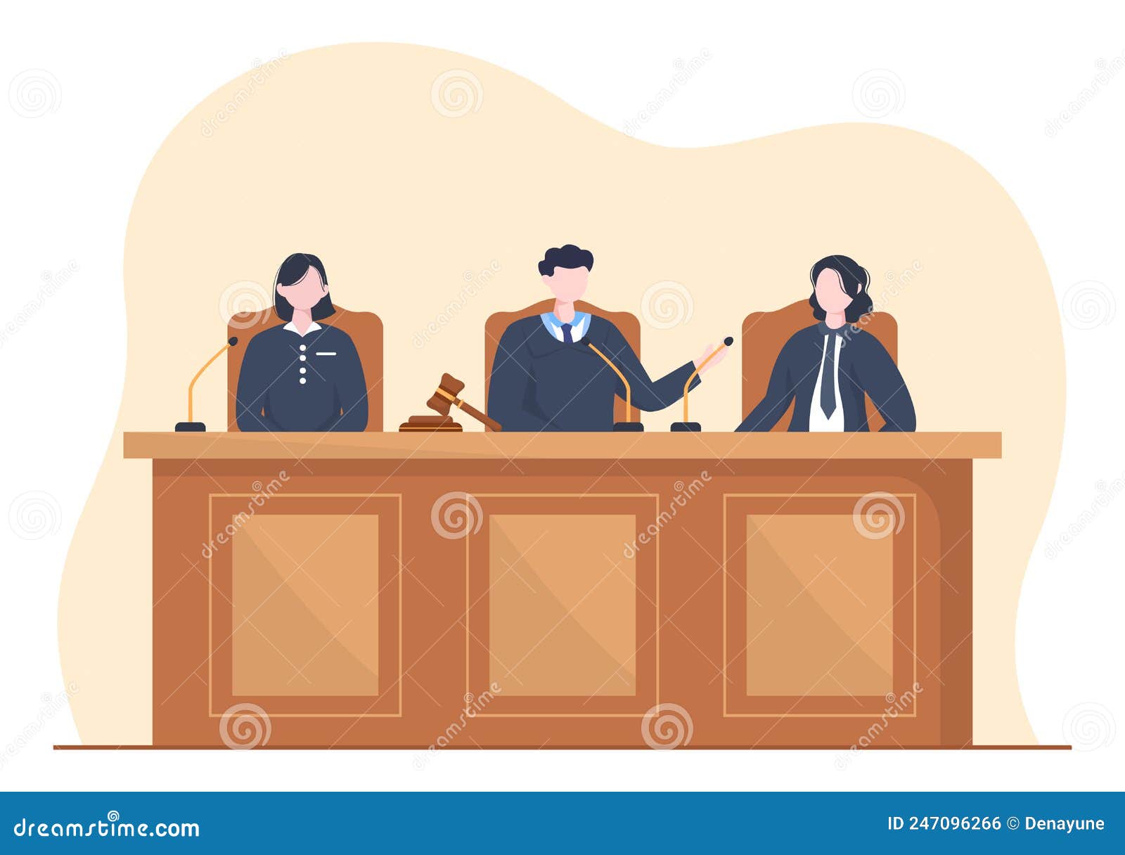 Court Room With Lawyer Jury Trial Witness Or Judges And The Wooden