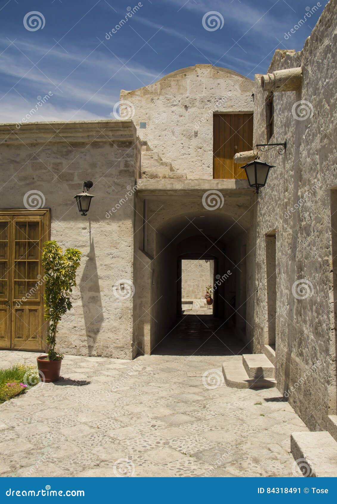 Courtyard in Arequipa, Peru. Stock Image Image of south, white 84318491