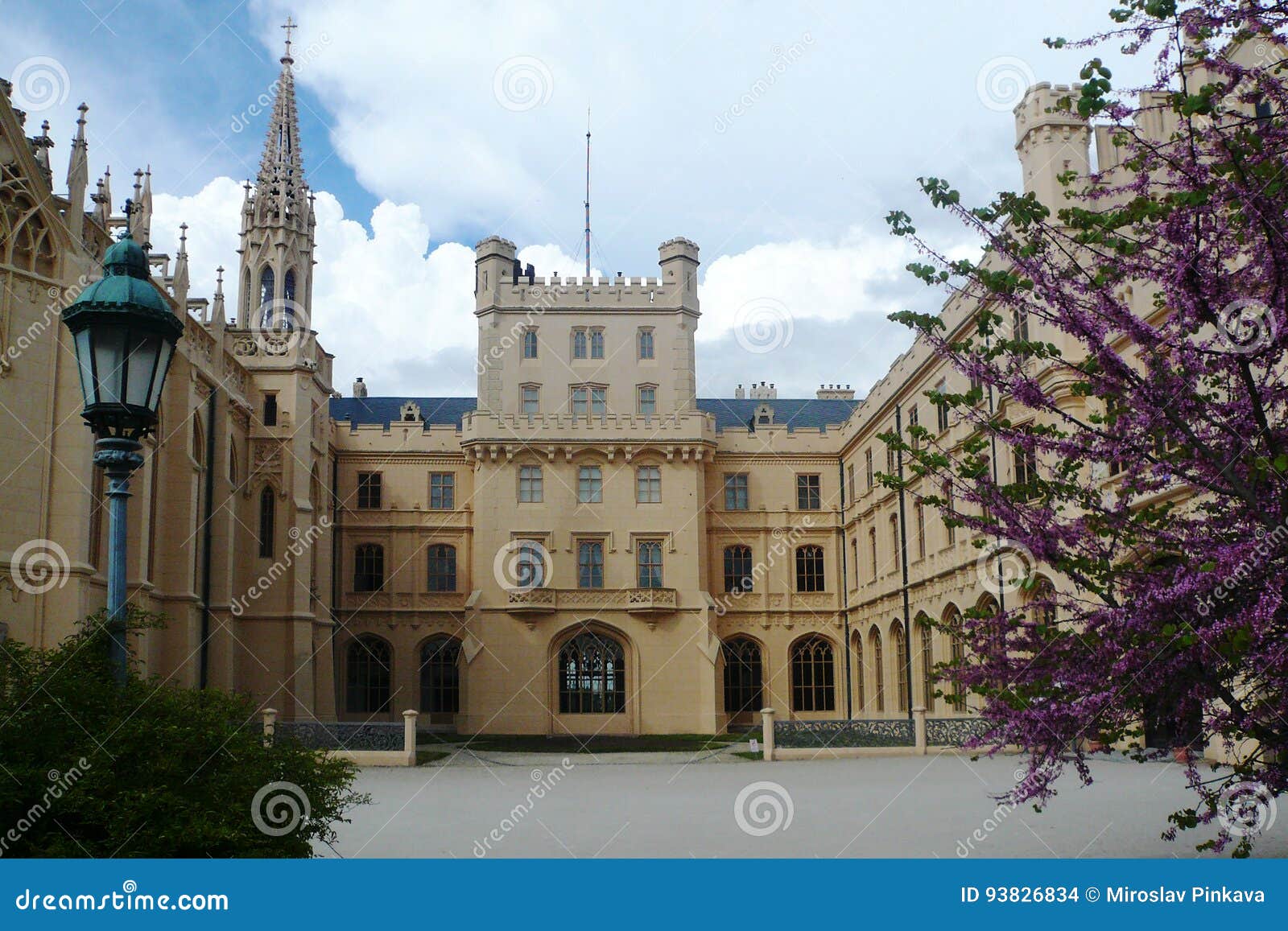 Courtyard of Lednice Chateau in the English Neo-Gothic Style Editorial ...