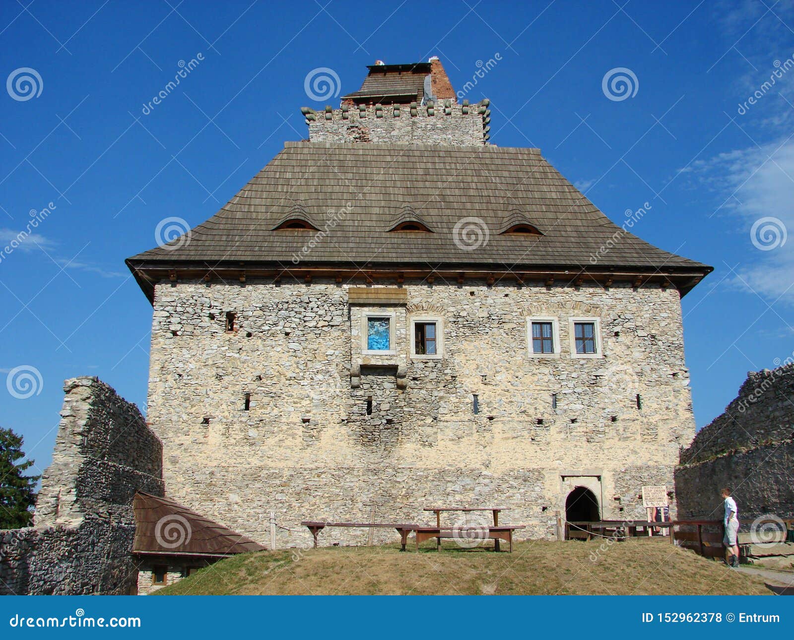 courtyard of medieval kasperk castle in south bohemia, czech republic
