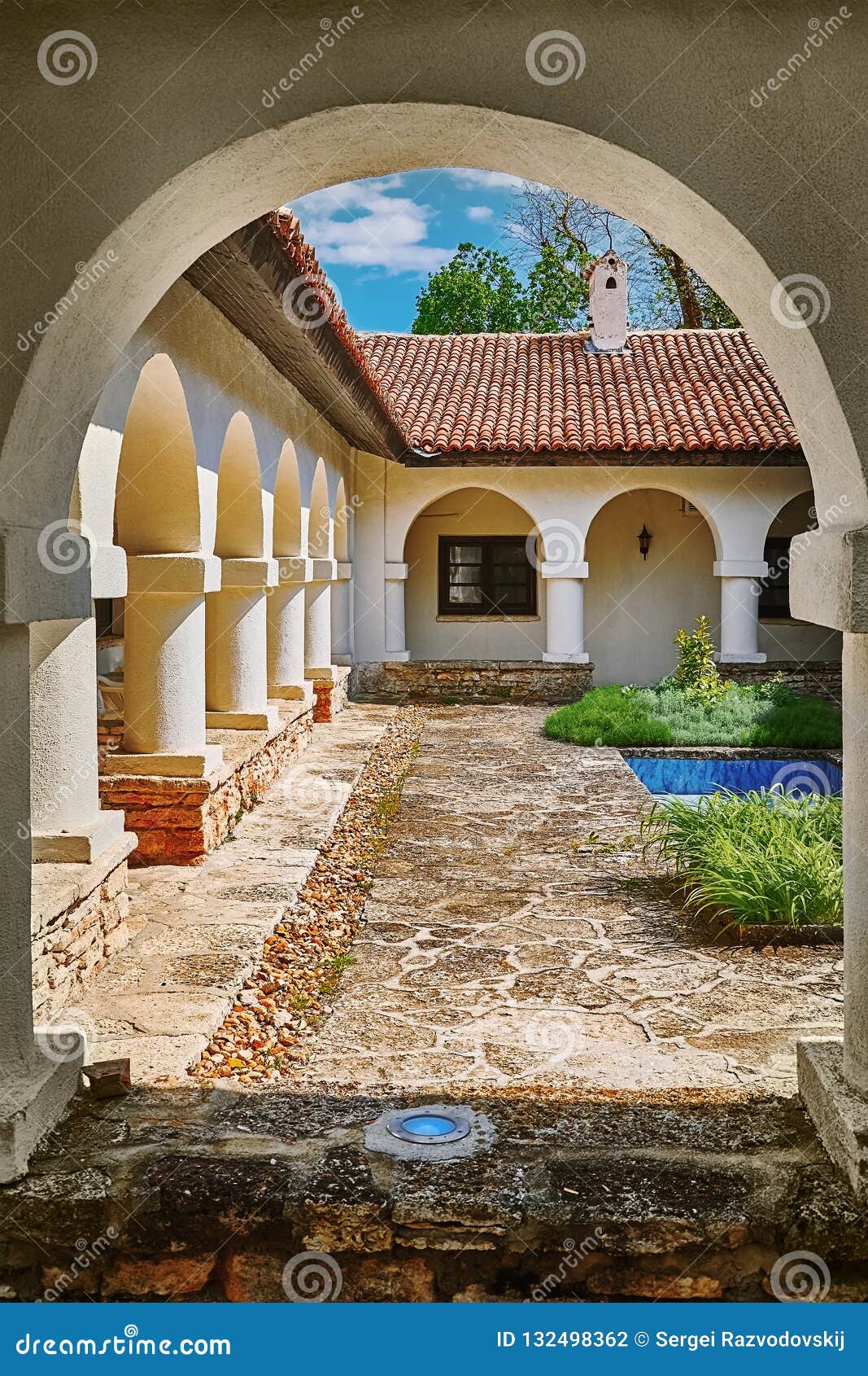 Courtyard of Monastery stock photo. Image of architectural - 132498362