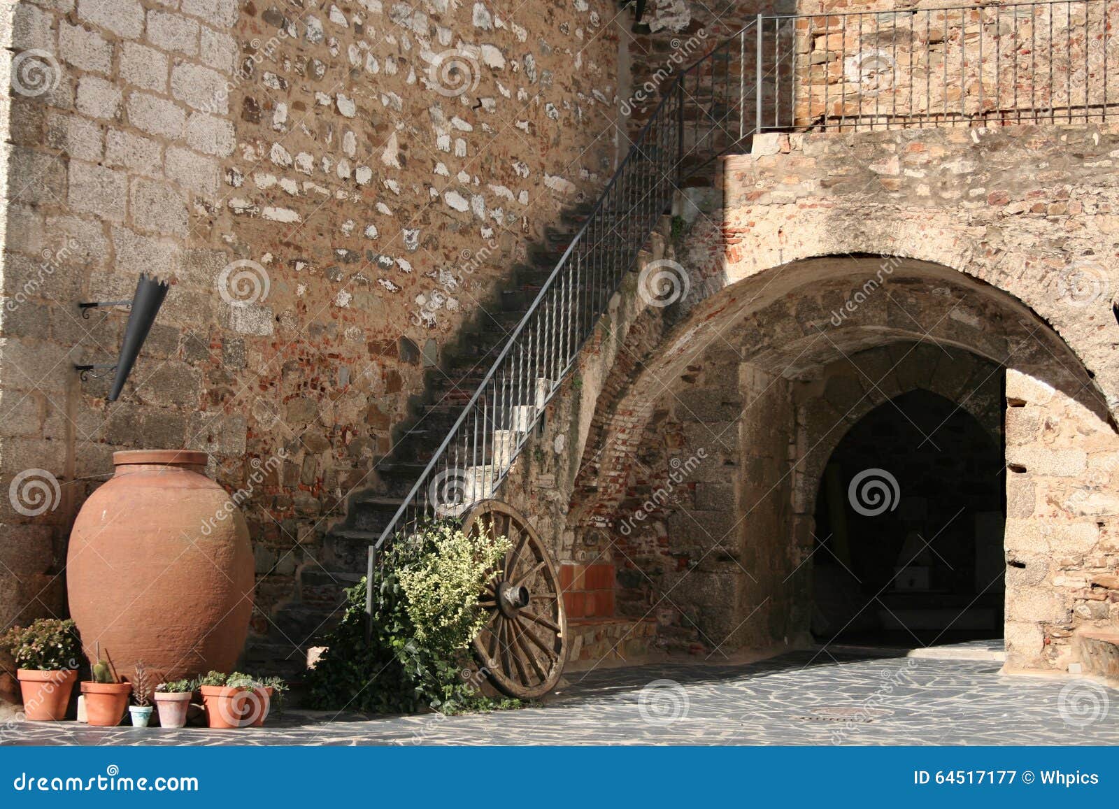 courtyard of olivenza castle built by templar knights