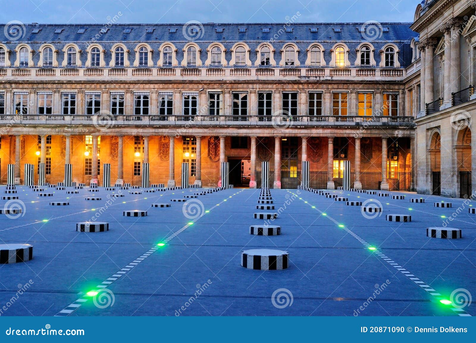 courtyard of palais royale in the evening