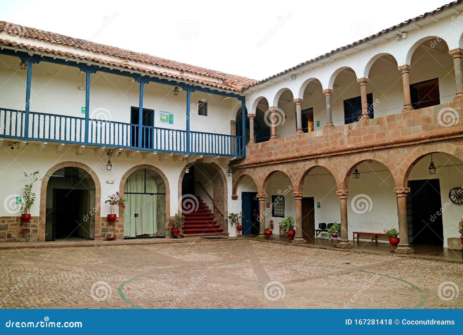 the courtyard of the regional history museum or museo historico regional in cusco, peru