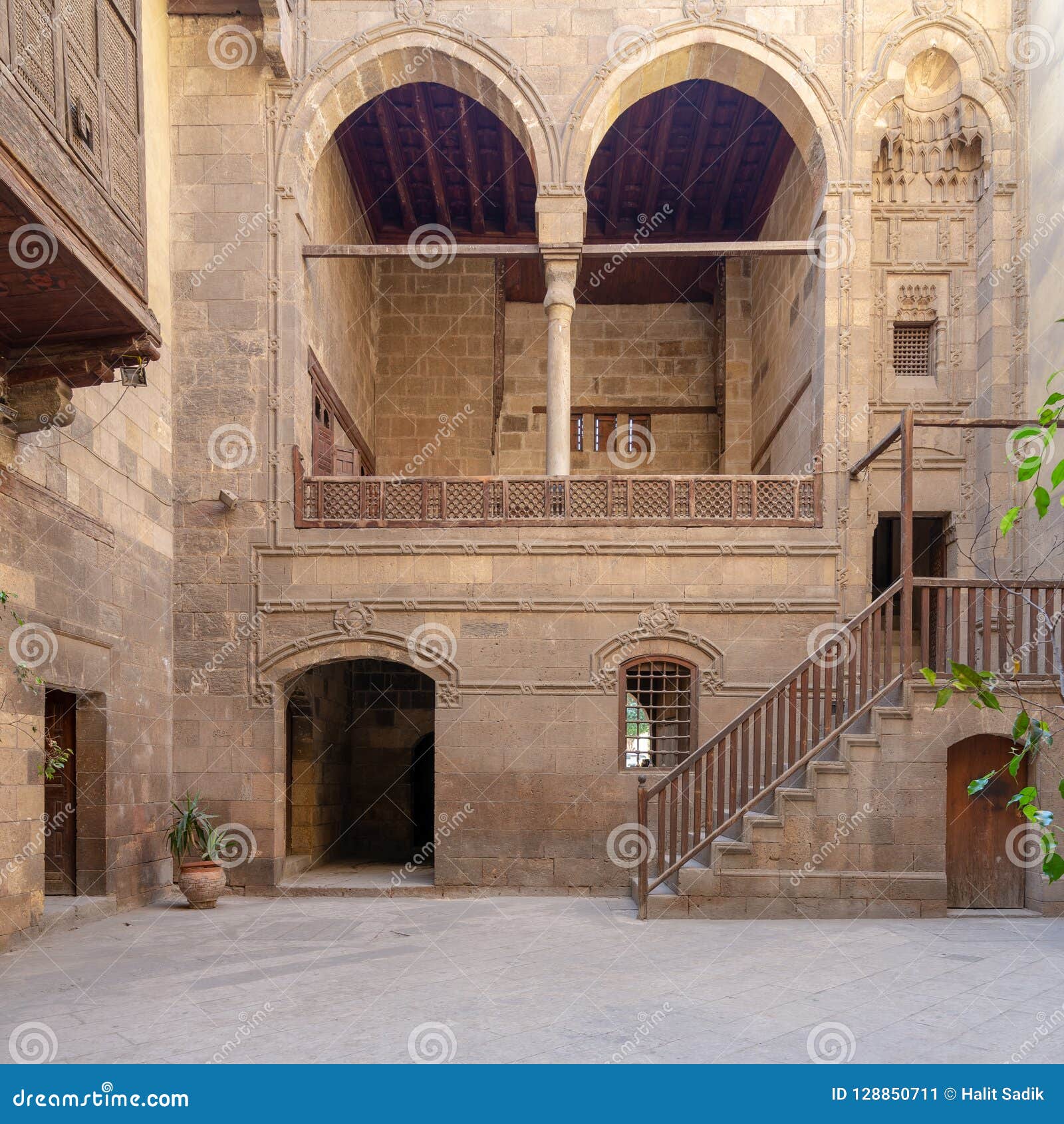 courtyard of zeinab khatoun historic house, located near to al-azhar mosque, old cairo, egypt