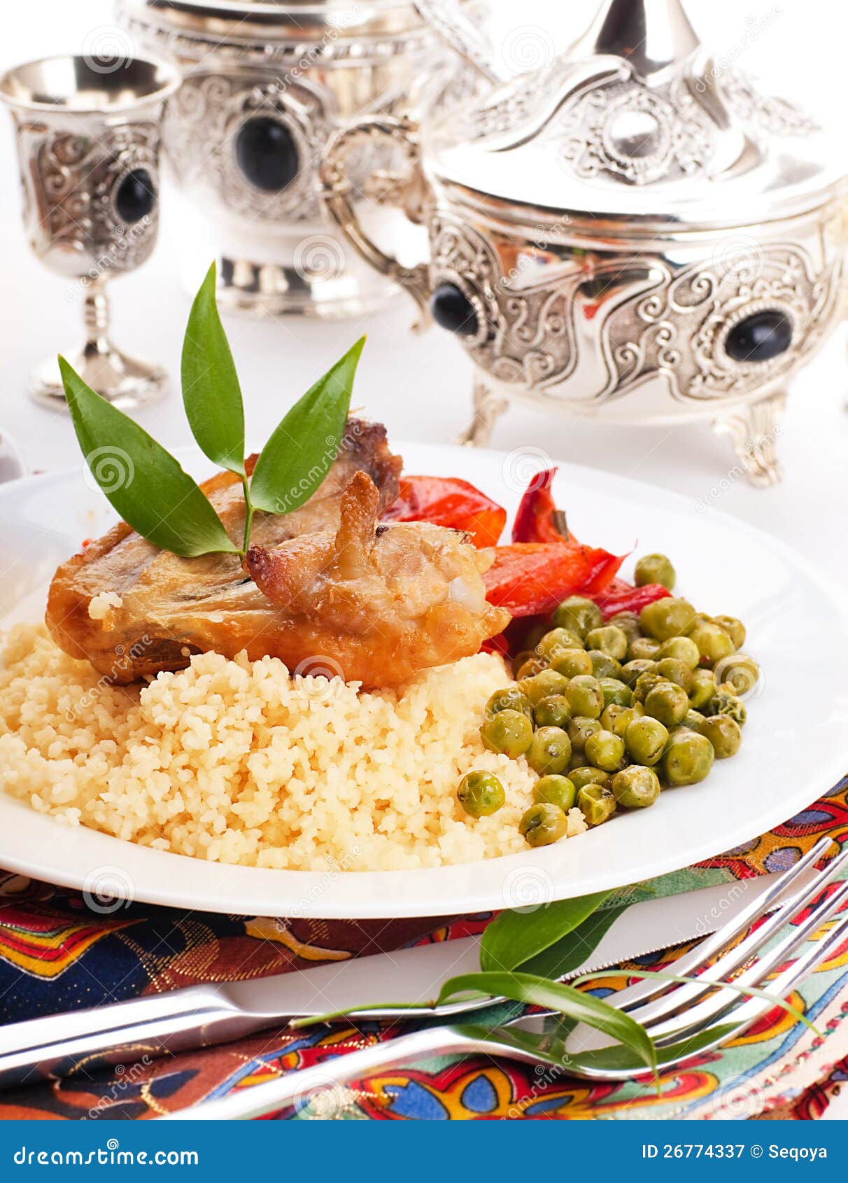 Couscous and Arabic Tableware Stock Image Image of corn, chickpea