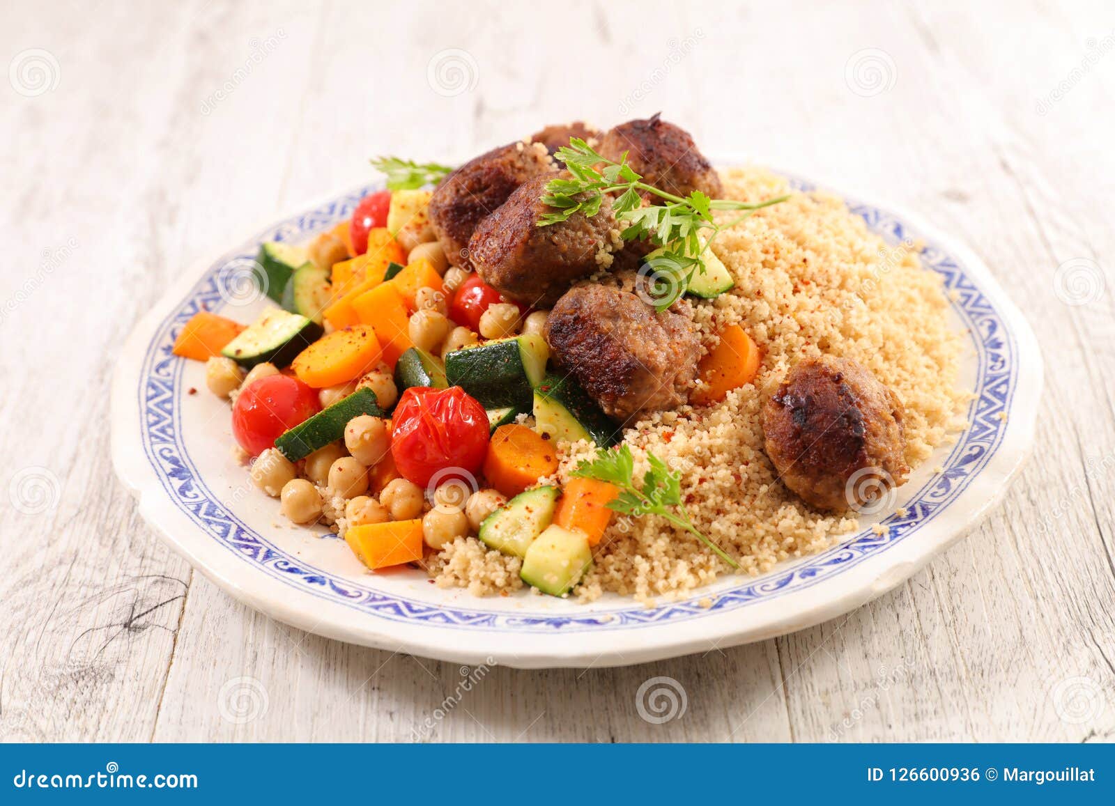 Couscous with beef ball stock photo. Image of zucchini 126600936