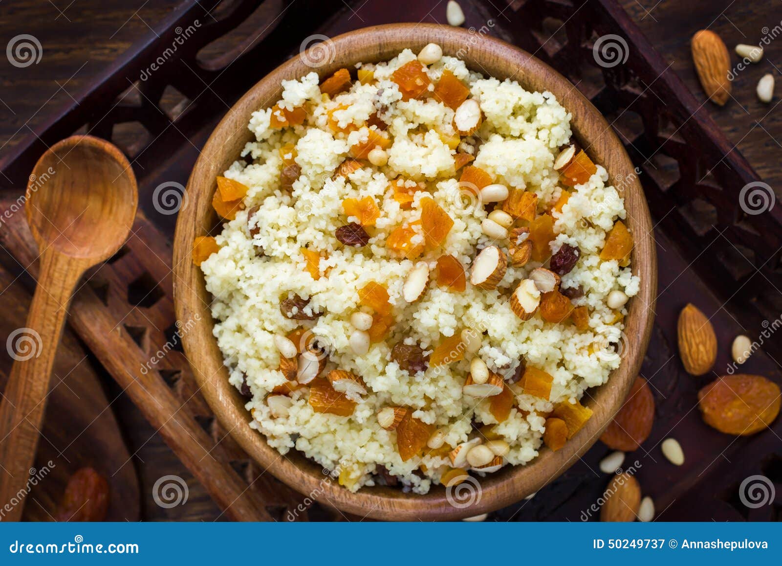 Couscous with Dried Fruits and Nuts Stock Image Image of diet, bowl