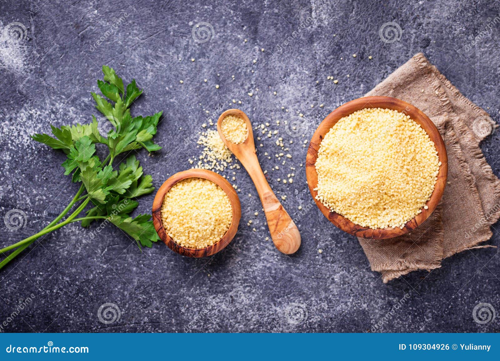 Couscous Grain in Wooden Bowl Stock Photo Image of natural, durum
