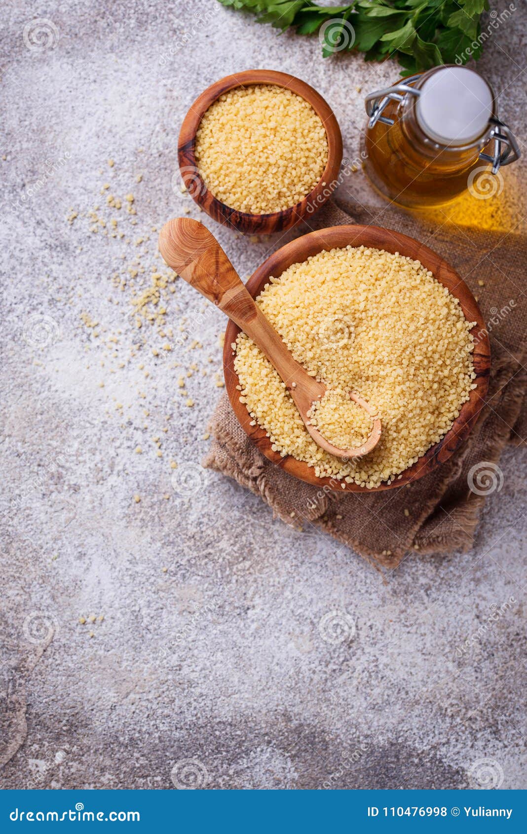 Couscous Grain in Wooden Bowl Stock Photo Image of organic, cuscus