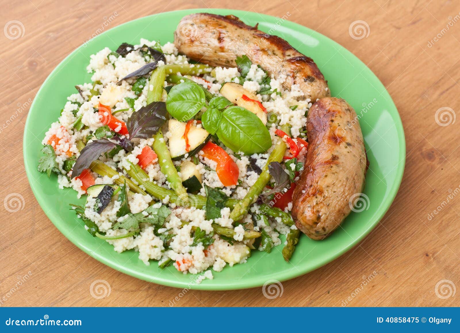 Couscous with Grilled Sausages Stock Image Image of pepper, main