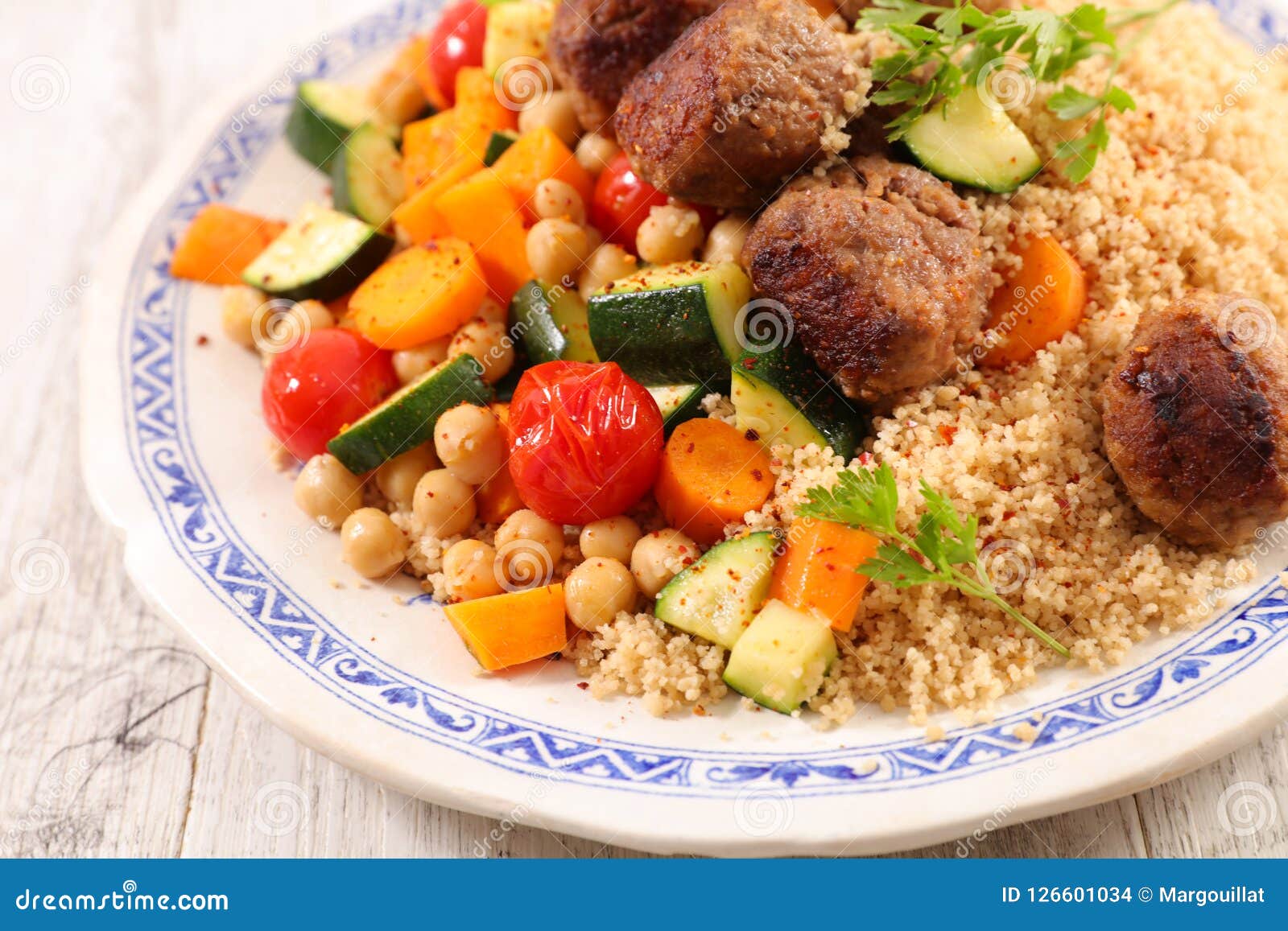 Couscous with meatball stock photo. Image of meat, zucchini 126601034