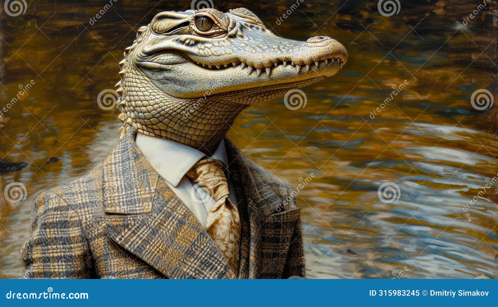 couture crocodile in a tailored suit
