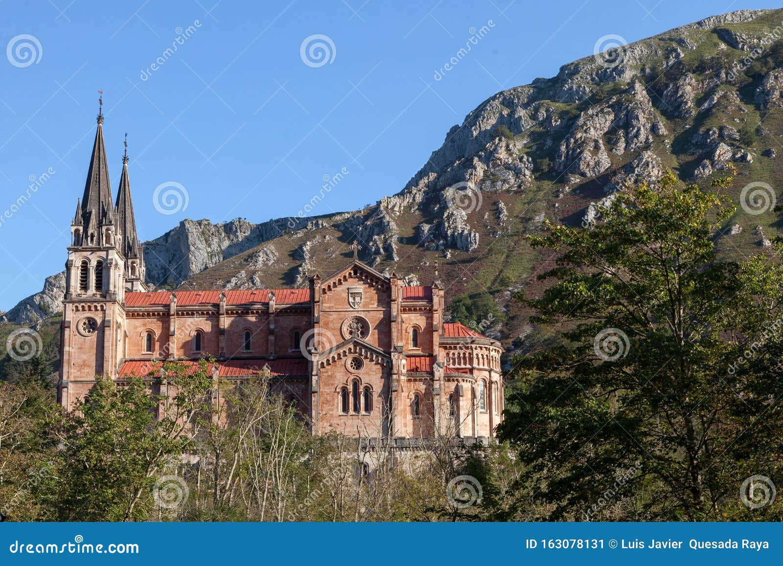 covadonga church next to the mountain