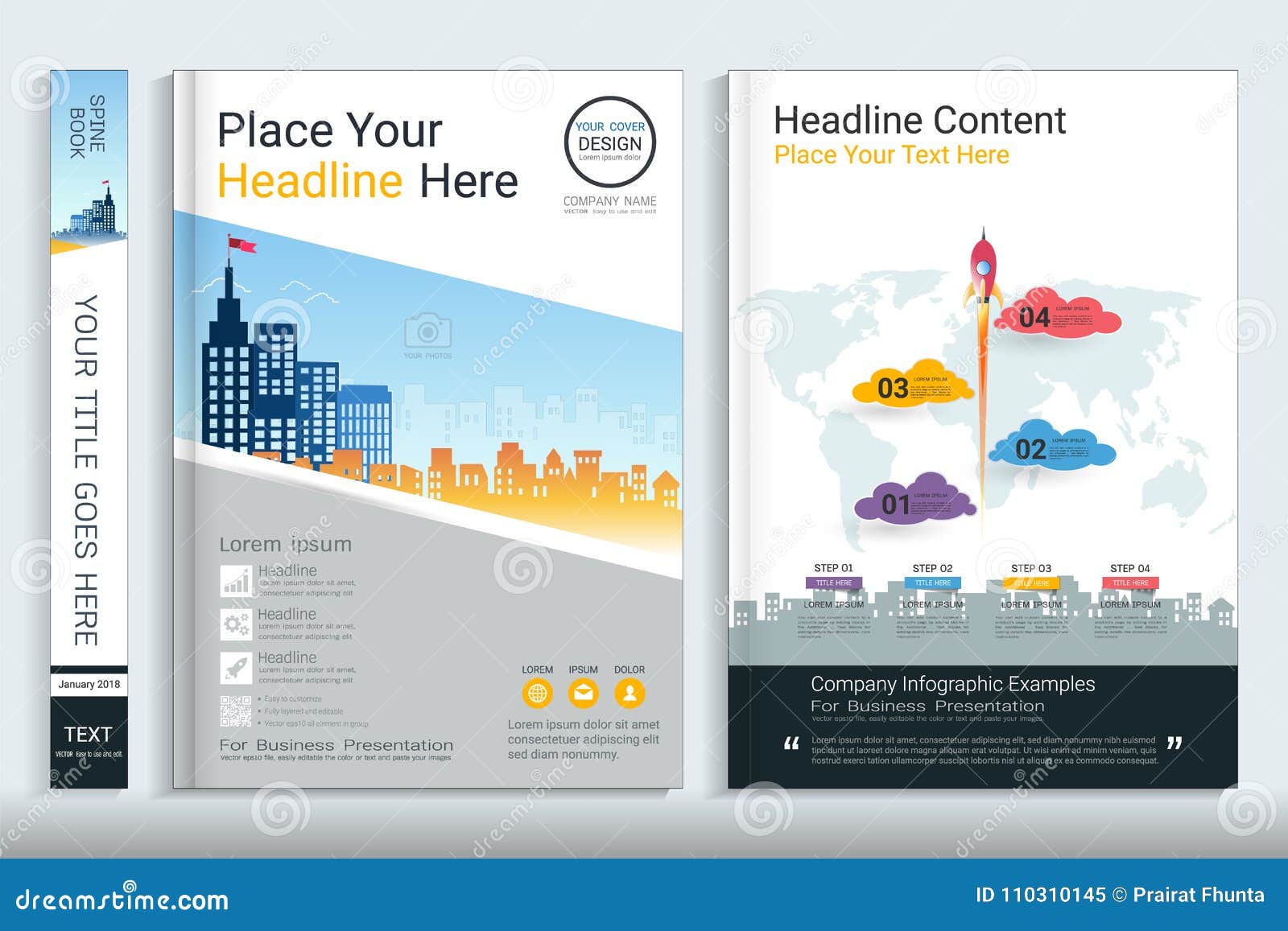 Cover Book Design Template With Presentation Infographics Elements Stock Vector Illustration Of Book Newsletter 110310145