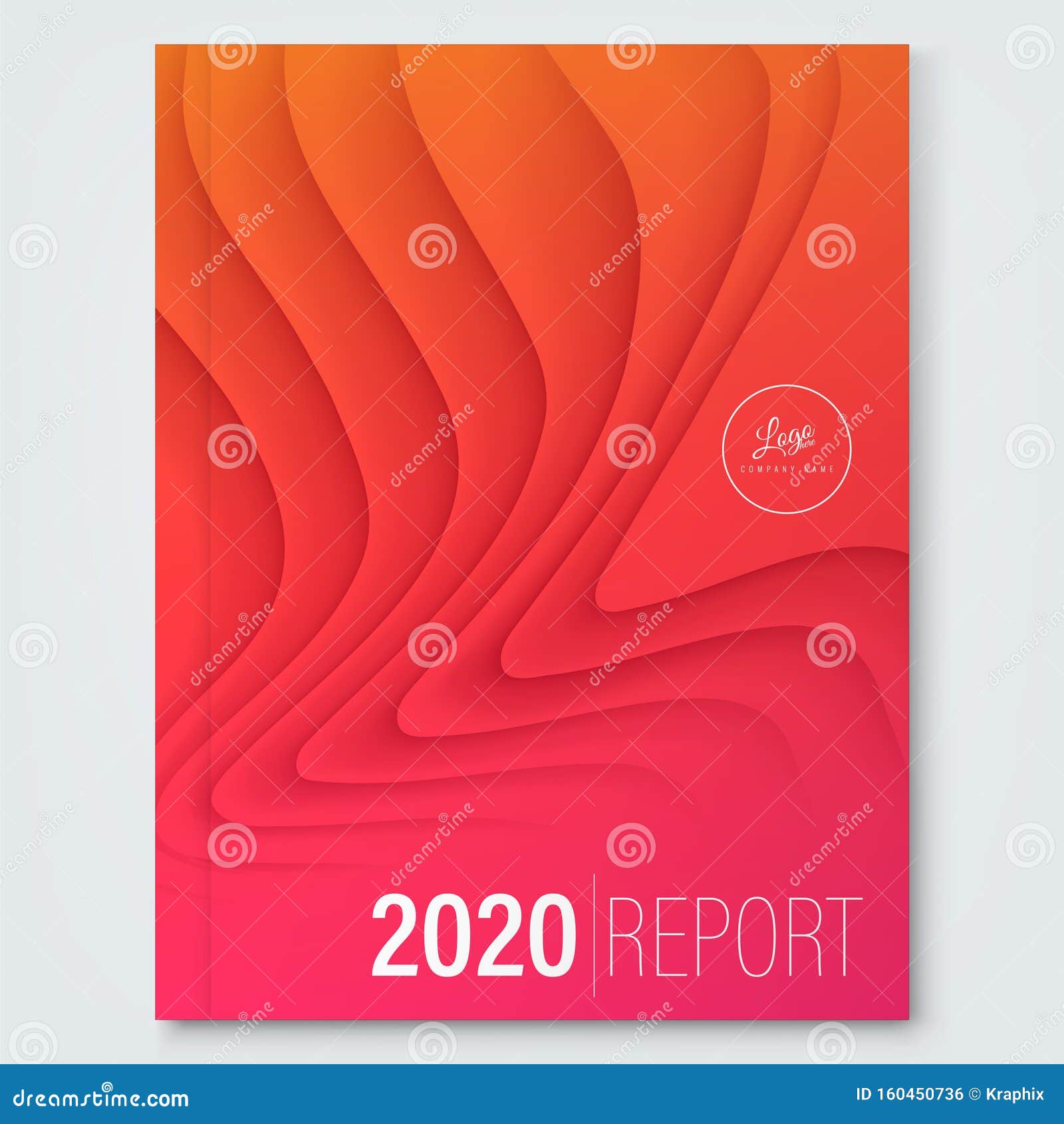 cover  template. minimal abstract curved wave  on red gradient color background. annual report cover, poster