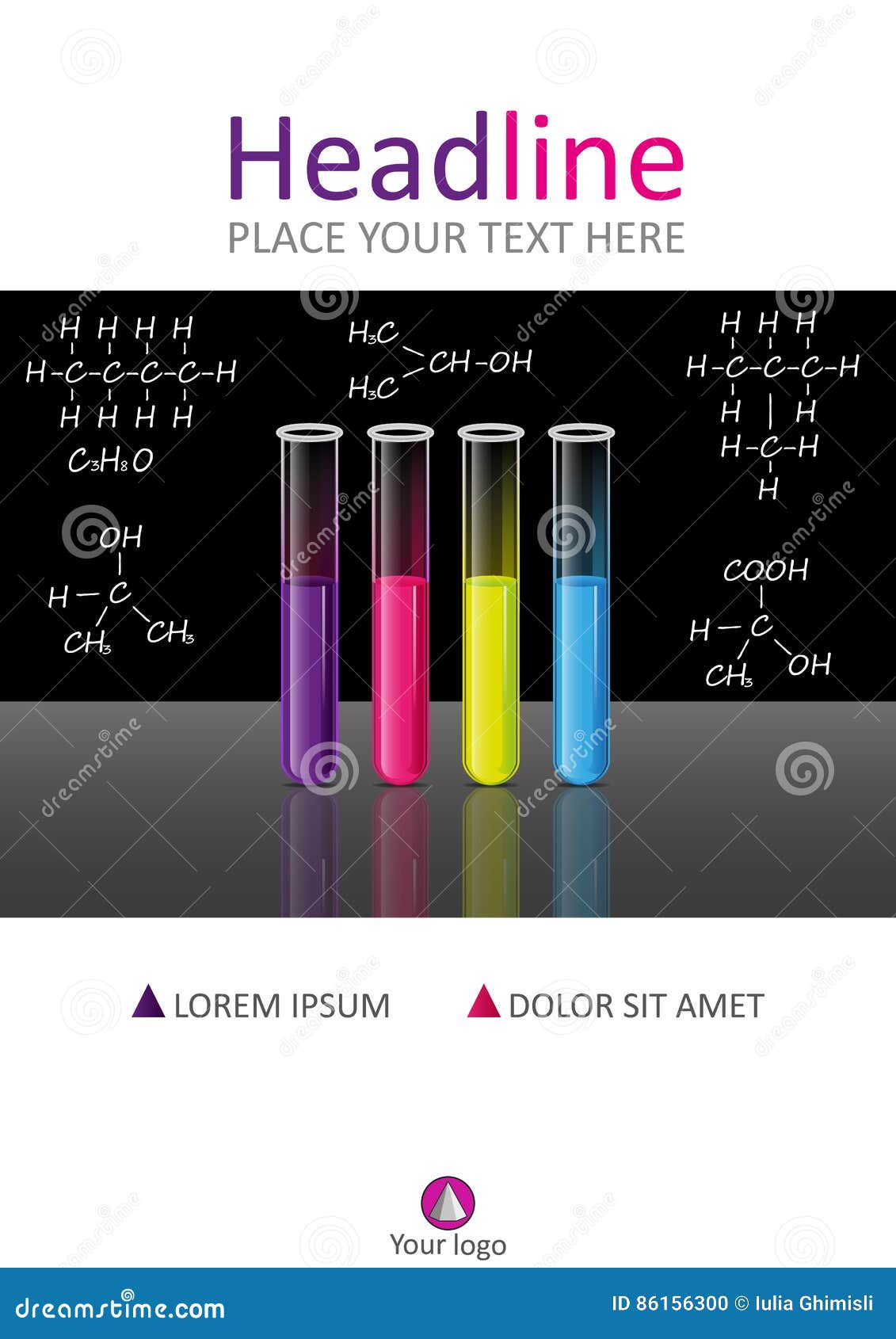 Cover Design Template with Test Tubes Set Stock Vector Illustration of liquid, booklet 86156300