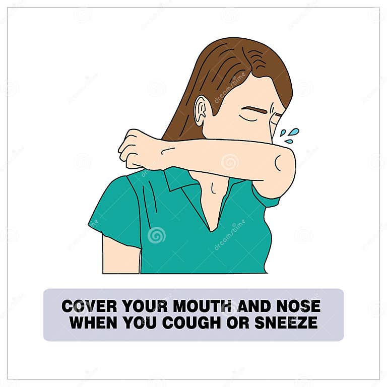 Cover Mouth and Nose with Arm when Cough or Sneeze Vector Stock Vector ...
