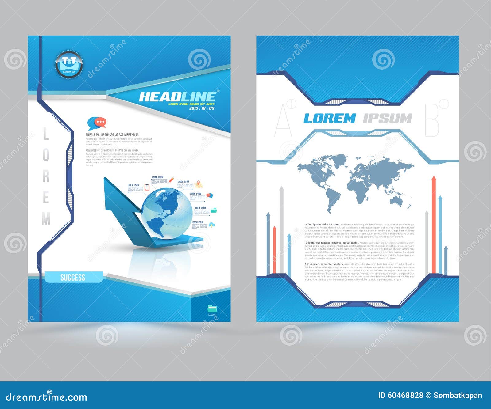 Cover Page Layout Template Technology Style. Stock 