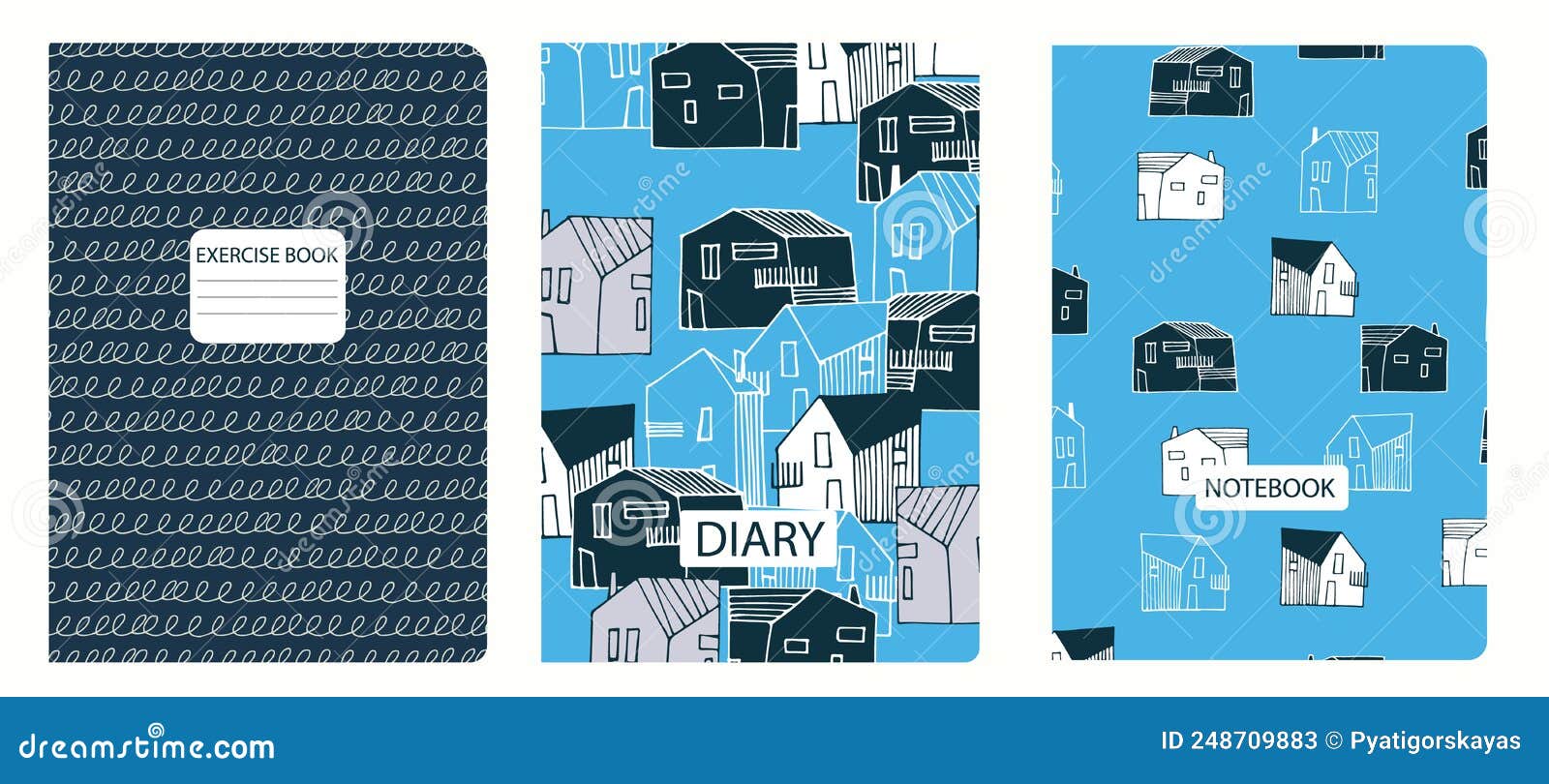 cover page templates based on patterns with townscapes, grid pattern. perfect for notebooks, diaries